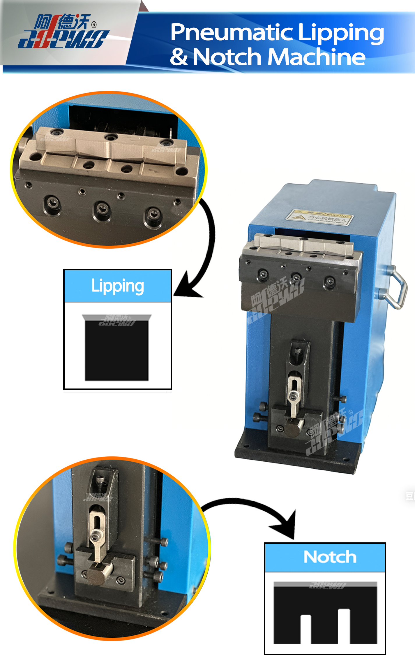 Macchina pneumatica per lipping e tacche